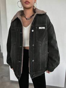 DAZY Women Casual Outdoor Warm Fleece Jacket With Front Buttons, Autumn/Winter