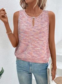 SHEIN LUNE Áo ba lỗ cổ tròn hở vai phong cách tối giản Ombre dành cho nữ - Hồng - Xem 5