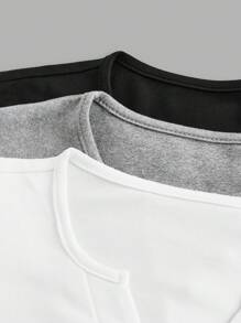 SHEIN Tween Girls Street Style Long Sleeve T-Shirt Bundle, Basic Button Design, Pack Of Three, Suitable For Spring And Fall Wear,Holiday,Summer,Travel - Multicolor - View 3