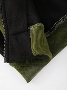 SHEIN Jaket Resleting Streetwear Anak Laki-Laki Remaja dengan Motif Huruf Blok Warna - MultiWarna - View 7