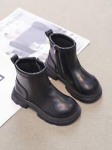 Giày bốt chống thấm nước lót nhiệt cho bé gái, giày bốt ngắn ấm áp cho trẻ em - màu đen - Xem 4