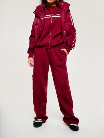 Athîral Women Casual Straight Leg Sweatpants With Pockets, Loose Solid Color