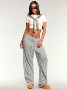 Forever 21 Locker sitzende Hosen im Herbstlook für Frauen, Flughafen Outfits für Frauen - Schwarz und Weiss - Übersicht 3