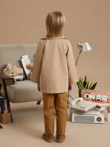PrepCrw Abrigo trench casual de estilo academia para niños pequeños, de ajuste holgado, de lana, color caqui, para otoño/invierno