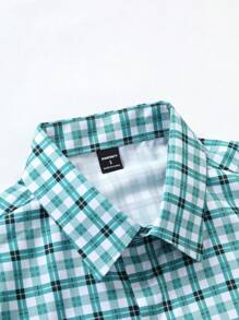 Manfinity EMRG Men's Casual Plaid Front Button Long Sleeve Shirt, Suitable For Autumn
