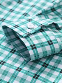 Manfinity EMRG Men's Casual Plaid Front Button Long Sleeve Shirt, Suitable For Autumn