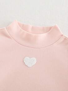 Cozy Pixies Baby Girl Knitted Soft Heart Pattern Round Neck Ruffle Hem Pullover Top - Multicolor - View 6