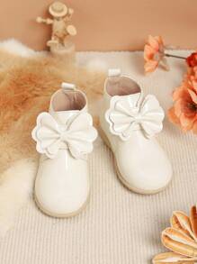 可爱女孩秋冬蝴蝶结雪地靴 - 白色 - 查看 4