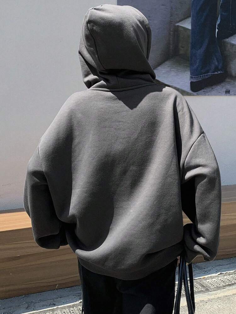 Women's Lace Number Print Loose Hooded Sweatshirt Fall,Winter Hoodies