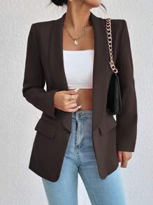 RosyDaze Solid Color Elegant Work Commute Long Sleeve Blazer Jacket Fall Cloth For Women