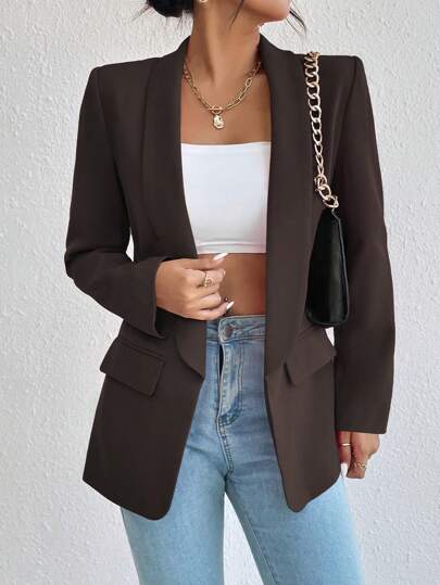 Rafferiza Solid Color Elegant Work Commute Long Sleeve Blazer Jacket Fall Cloth For Women