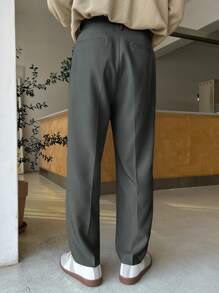 DAZY Quần tây nam trơn, ống côn, dáng rộng, thích hợp mặc thường ngày hoặc công sở. - Xám - Xem 2