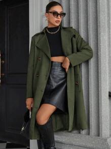 Aveloria Autumn/Winter Suede Fleece Classic Mid-Length Windbreaker Jacket, Versatile & Elegant - Army Green - View 3