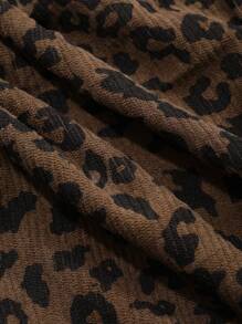 DAZY 女士豹纹纽扣拉链迷你裙 - 棕色 - 查看 7