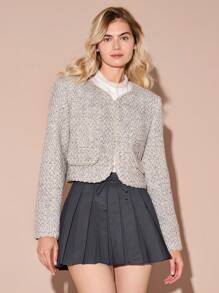 Enchnt 女士前开优雅常规夹克，秋冬