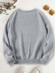 Calvaya 大码女式休闲圆领运动衫，猫头鹰动物卡通印花长袖套头衫，适合日常穿着