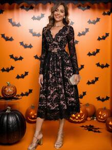 SHEIN Clasi 女士优雅蕾丝时尚连衣裙，秋季