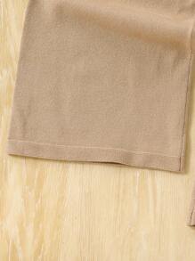 女童时尚可爱图案针织长袖毛衣套装，秋冬 - 卡其色 - 查看 6