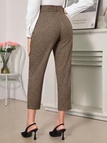 Ellevyn Women High Waisted Long Pants With Drawstring Hem, Elegant Tapered Grey Trousers Suitable For Daily Commuting