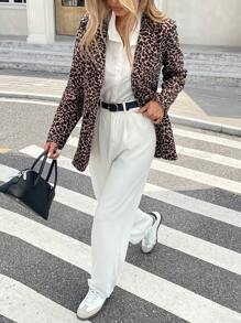 SHEIN Frenchy Damen modische Jacke mit Leoparden Muster, Herbst