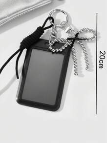 ROMWE Kawaii 1pc Black Student ID Card Holder Case, 3 Inch Photo Frame, Backpack Decor, ID Badge Lanyard - Multicolor - View 3