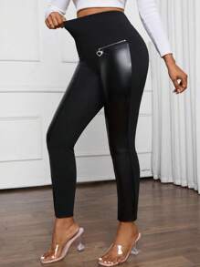 SHEIN Lady Damskie jesienno-zimowe eleganckie czarne obcisłe spodnie