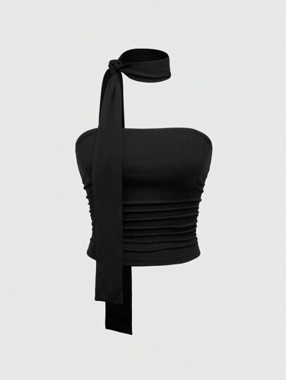 Goth Y2K Style Leopard Print Full Body Tight Ruched Bandeau Cropped Top