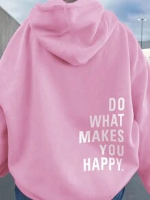 SHEIN EZwear CURVE Plus Size Casual Daily Slogan Print Loose Fit Hoodie Sweatshirt, Autumn Graduation,Back To School Outfits,Graduation,Teacher Outfits For Women,Back To School Pullover Fall Outfit Winter