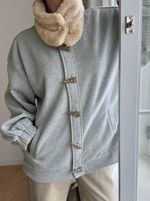 DAZY Women Button Front Long Sleeve Pocket Casual Jacket, Everyday Wear