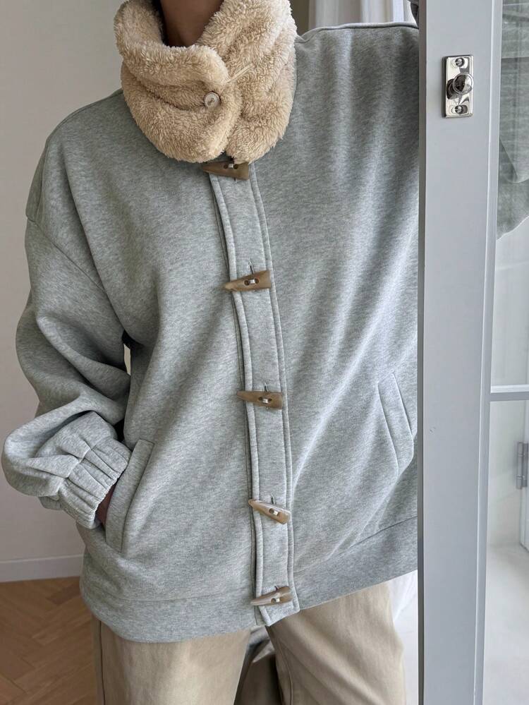 Women Button Front Long Sleeve Pocket Casual Jacket, Everyday Wear