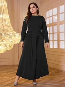 Modelyn Plus Size Crew Neck Luxury Mermaid Hem Evening Dress, High-End For Social Occasions Maxi Women Outfit Long Evening Dresses