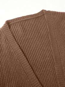 男士纯色休闲百搭针织长袖开衫 - 咖啡棕 - 查看 7