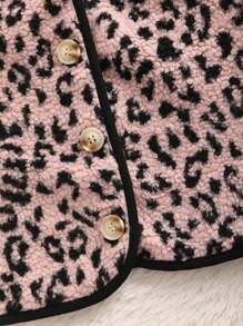 SHEIN Unity Vest Leopard Print Women Jacket, Stylish - Pink - View 4
