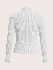 SHEIN EZwear Set de 2 piezas de chaqueta con cremallera y cuello acanalado de unicolor casual y leggings para mujer, otoño