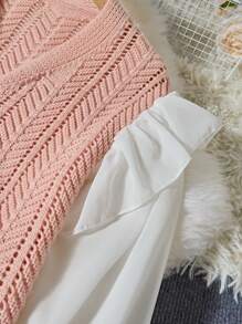 Chiquease Áo khoác cardigan ngắn xếp nếp xếp tầng dài tay màu tương phản mùa thu cho nữ - Nhiều màu - Xem 4