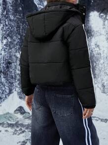 Aveloria Affinna Short Stand Collar Colorblock Minimalist Design Detachable Hood Padded Padded Coat Clothes Winter