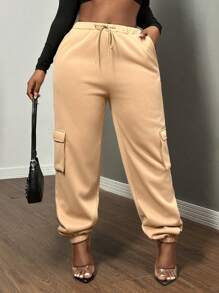 SHEIN SXY Thick Thermal Lined Warm Casual Sweatpants With Pockets, For Fall/Winter