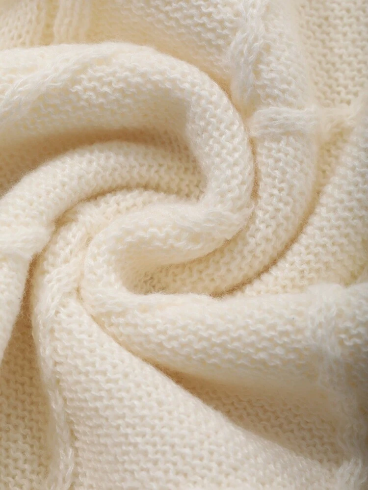 Knitted Texture Oversized Pullover Sweater, Sweet Style For Girls Fall,Winter