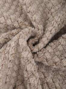 SHEIN Unity Chaqueta de borrego con bolsillo, de un solo abotonadura, de unicolor, con textura de patchwork, para mujer, de estilo informal - Marrón - Ver 4