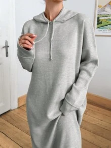 EURMUSE Ponpon And Stone Button Detail Maxi Long Cardigan - Light Grey - View 3