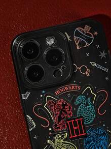 HARRY POTTER X SHEIN Estuche de teléfono enmarcado semitransparente con estampado, compatible con iPhone, como regalo - Gris - Ver 5