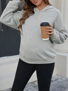 SHEIN Sudadera con capucha casual y forrada térmicamente para mujeres embarazadas, apta para otoño/invierno, para maternidad