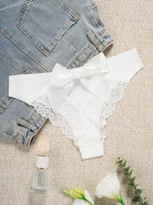 Damenunterwäsche Mit Kontrast Spitze, Ausgeschnittener Design Und Schleifen-detail Hinten