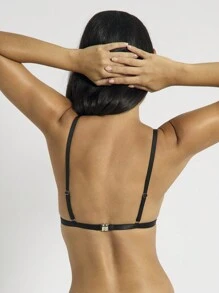 AiiRZ Sexy Sheer Wireless Bra And G-String Lingerie Set For Ladies - Black - View 2