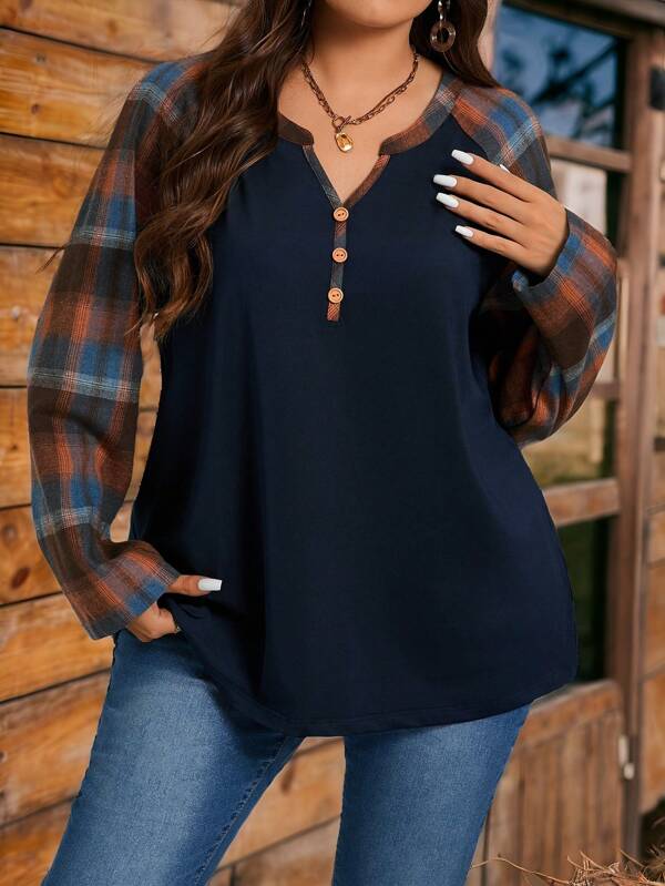 EMERY ROSE Plus Size  Halloween Fall Tops With Long Sleeves Blouses