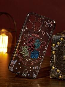 HARRY POTTER X SHEIN Estuche de teléfono enmarcado semitransparente con estampado, compatible con iPhone, como regalo - Gris - Ver 2