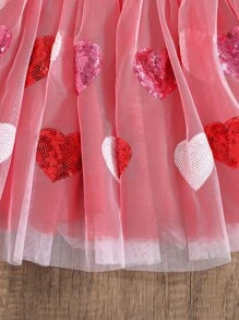 Young Girl Letter Print Round Neck Long Sleeve Top & Mesh Splice Elastic Waist Skirt 2pcs/Set - Multicolor - View 4