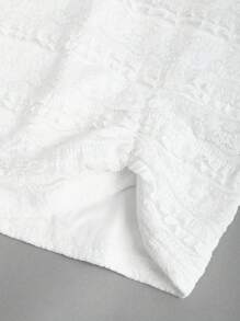 SHEIN Unity Bow Lace Panel Square Neck Ruffle Front Long Sleeve Dress For Women - White - View 5