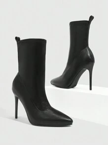 CUCCOO SZL 女士时尚黑色尖头细高跟踝靴，性感别致，适合工作、约会、派对、圣诞节和新年假期氛围秋冬