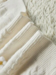 Aveloria Flower Decor Round Neck 3D Floral Design Pullover Sweater For Women, Autumn Knit Pullover Fall Winter Outfit